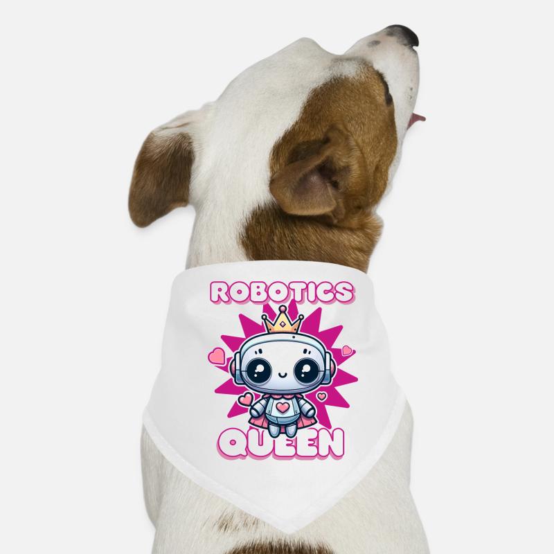 Robotics Queen Engineer Engineering Funny Robot - Dog Bandana - white