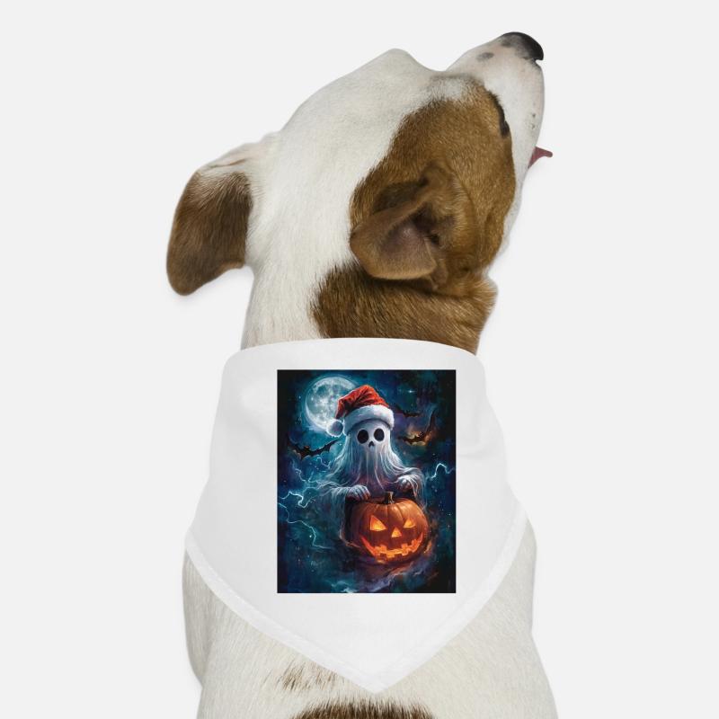 Halloween Geschenk Geist mit Weihnachtsmütze Deko Hunde-Bandana