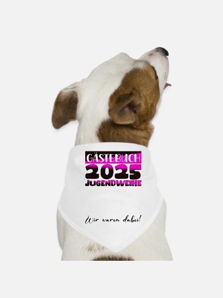 Jugendweihe 2025 Gästebuch Geschenk Mädchen Jungen - Hunde-Bandana - Weiß - Vorne