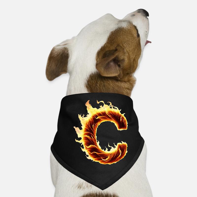 Letter C Flames Dog Bandana