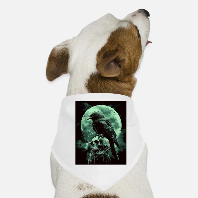 Raven Skull Moon Dark Gothic Black Crow Dog Bandana
