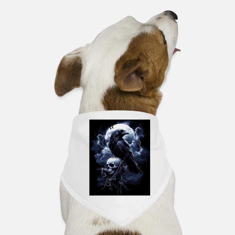 Raven Skull Moon Dark Gothic Black Crow Dog Bandana