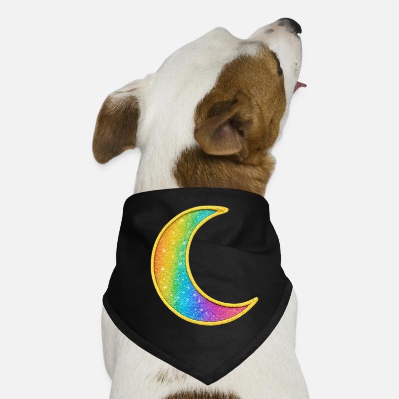 Rainbow Moon Glitter Design Dog Bandana