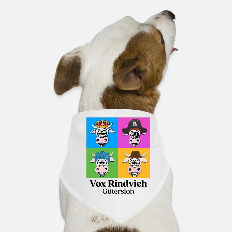 Kuhquartett-VR mit Text - Hunde-Bandana - Weiß