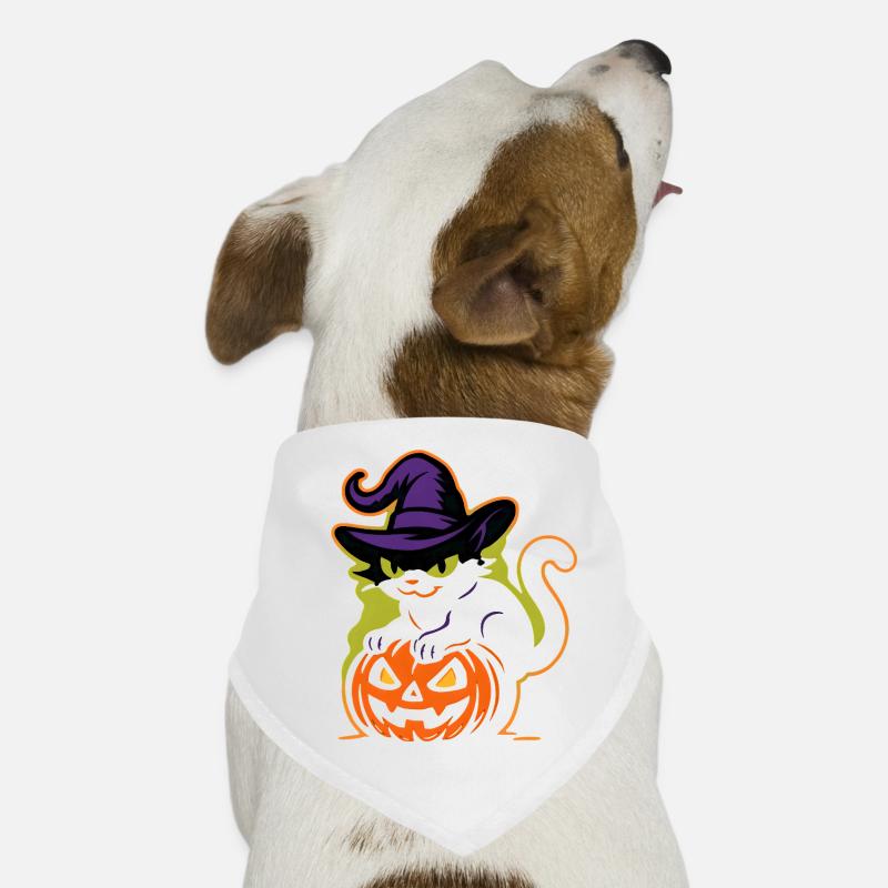Chat sorcier et citrouille lumineuse Bandana pour chien
