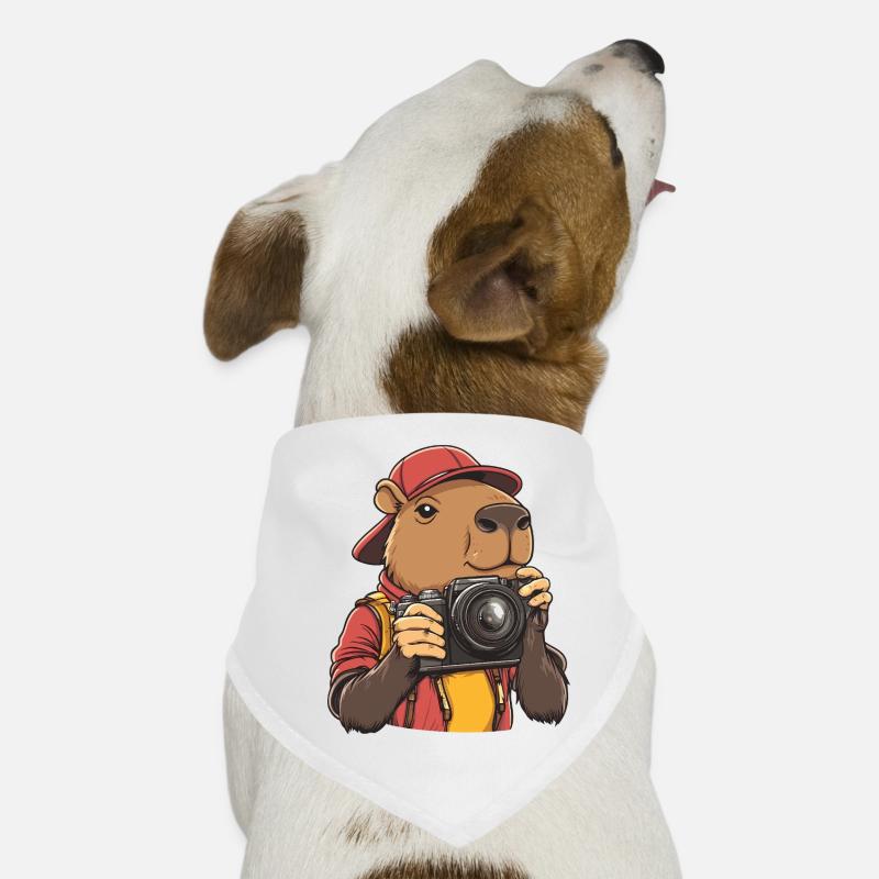 Funny Cool Capybara Photographer with Camera Dog Bandana