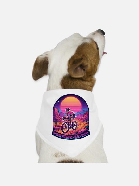 Synthwave-Kiesradfahrer, der Horizonte jagt - Hunde-Bandana - Weiß - Vorne