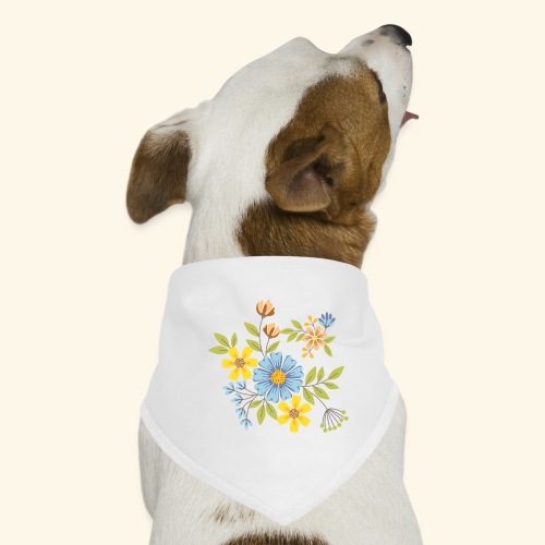 Blue Cream and Yellow FLOWERS - Pañuelo bandana para perro