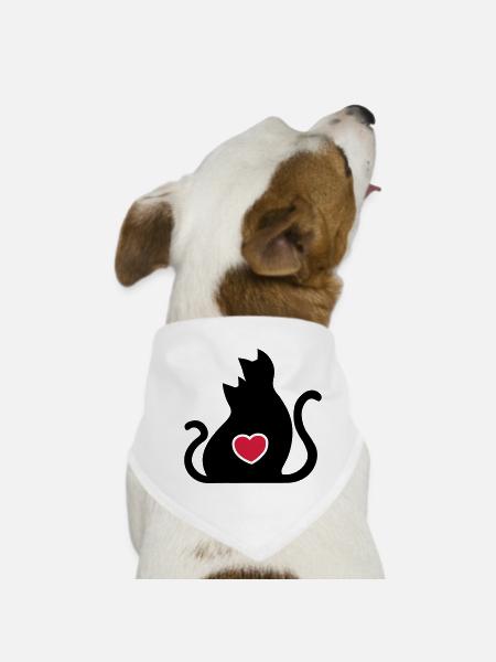 Katzen Liebe Verliebte / Cats in love / - Hunde-Bandana - Weiß - Vorne