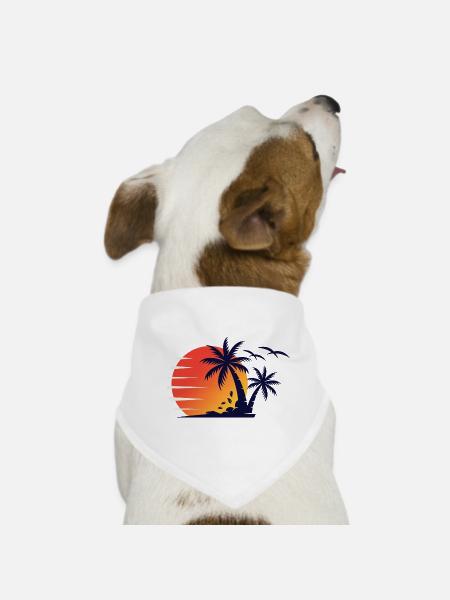 Summer beach palm trees - Dog Bandana - white