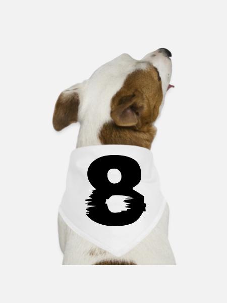 8 Number - Dog Bandana - white - Front