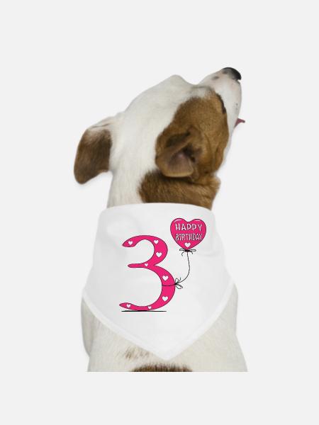 3 Anniversaire Joyeux anniversaire - Bandana pour chien - blanc - Devant