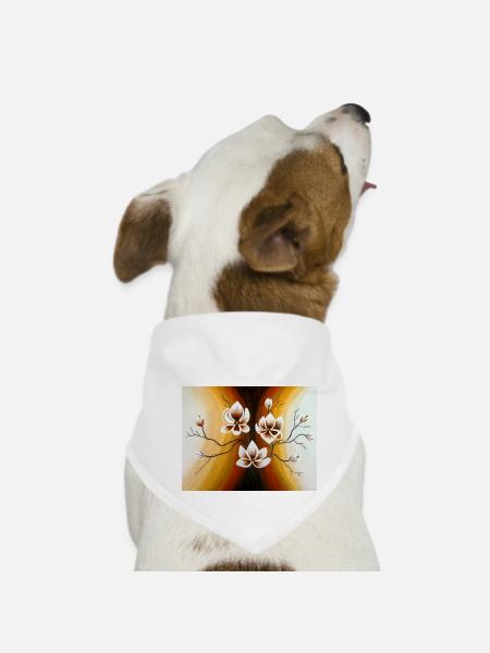 Magnolias - Acrylic - Dog Bandana - white