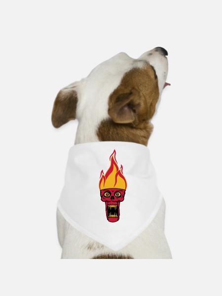 monster hoelle boese horror halloween kopf gesicht - Hunde-Bandana - Weiß - Vorne