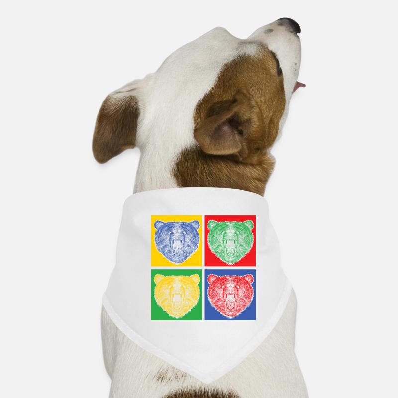 Bär Tier Raubtier bunt popart - Geschenk Idee Hunde-Bandana