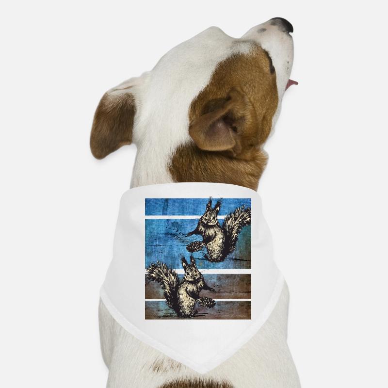 Eichhörnchen Retro - Hunde-Bandana - Weiß