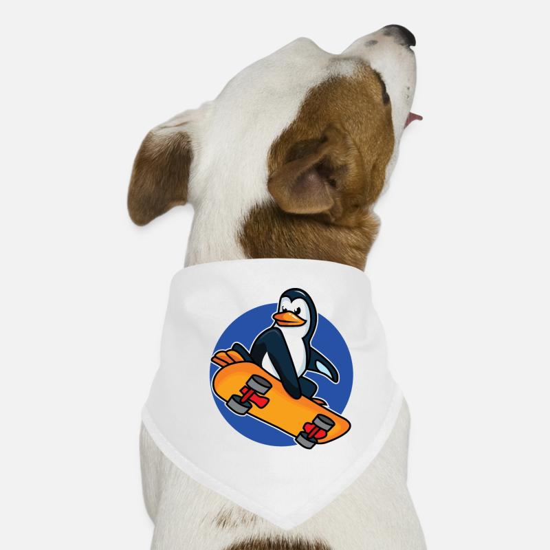 Cool penguin on a skateboard Dog Bandana