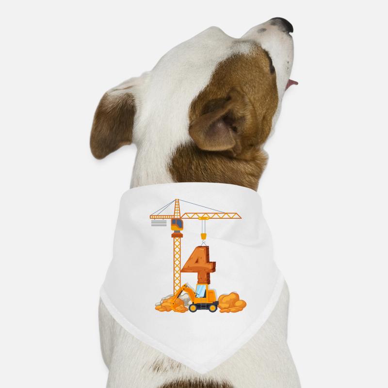 Excavator birthday present 4 years construction site Dog Bandana