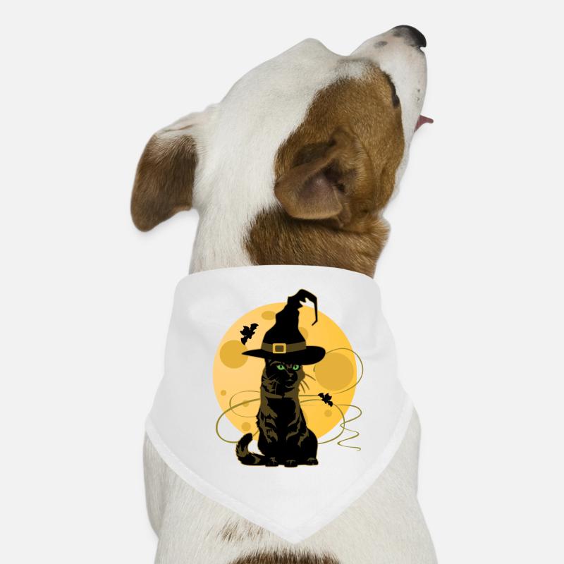 Hexen Katze Mondlicht - Hunde-Bandana - Weiß