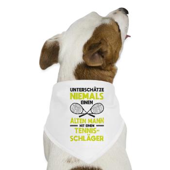 Unterschätze nie einen Alten Mann mit Tennisschläg - Hunde-Bandana - Weiß - Vorne