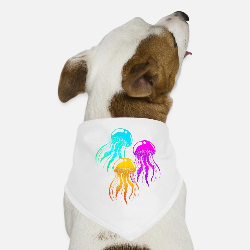 Qualle - Hunde-Bandana - Weiß