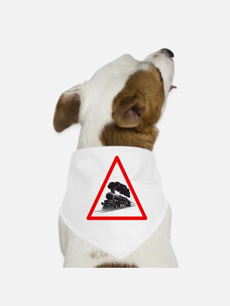Attention Locomotive Driver Locomotive Sign Gift - Dog Bandana - white - Front