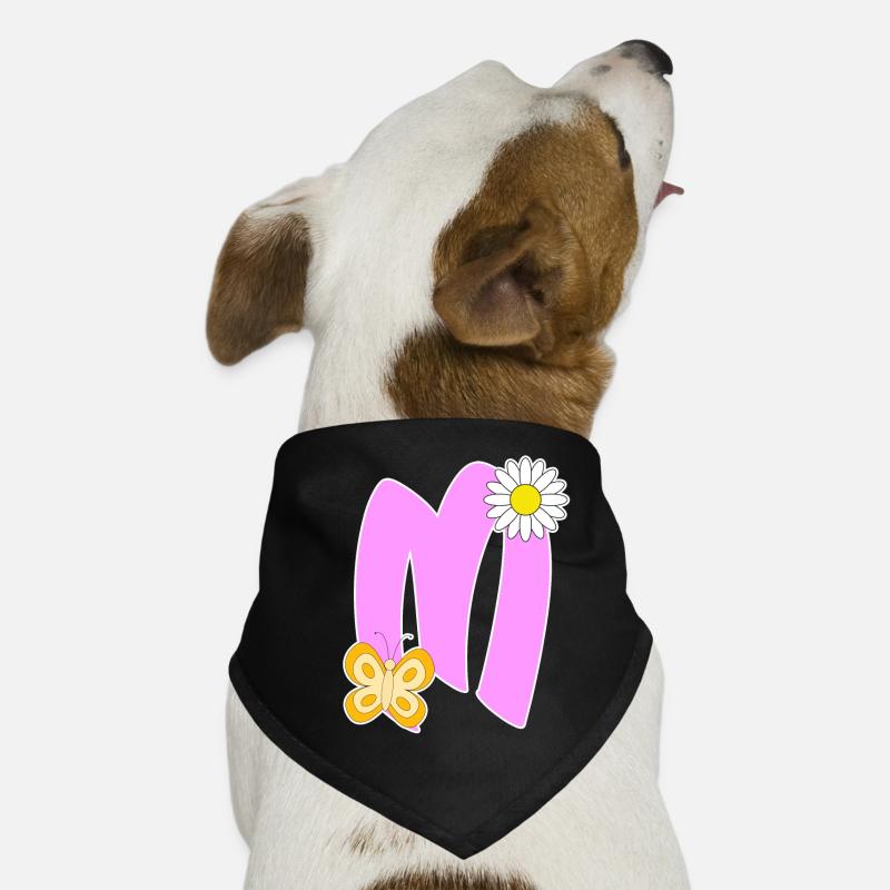 Lettre M avec papillon Bandana pour chien