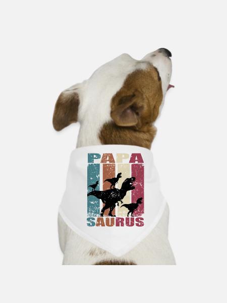 Papa Saurus Dinosaurier Dino Zwillinge Papasaurus - Hunde-Bandana - Weiß - Vorne