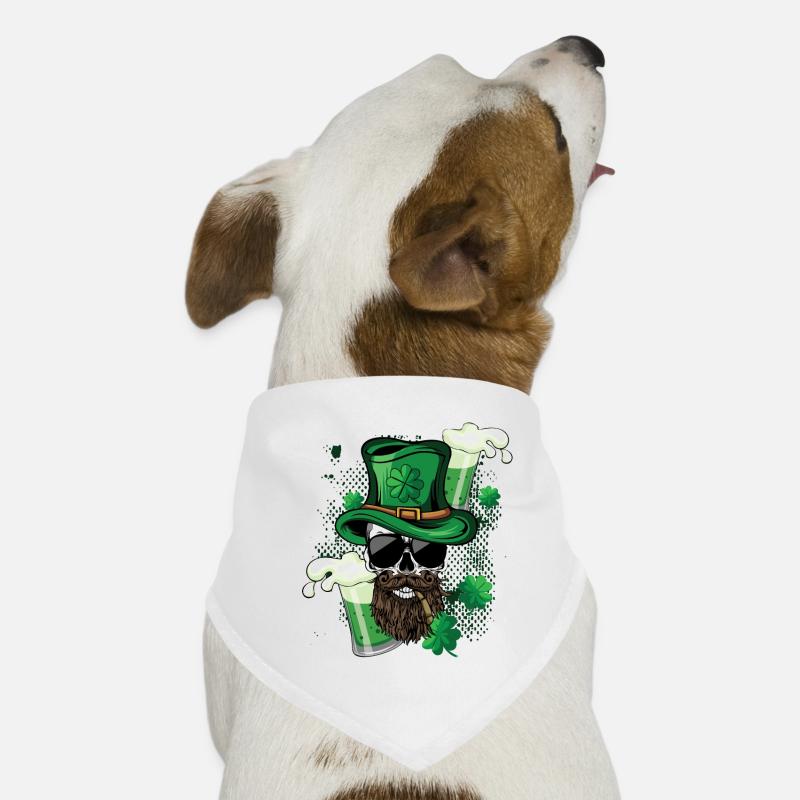 Smoke Smoking Skeleton Skull Saint Patrick's Day Hunde-Bandana