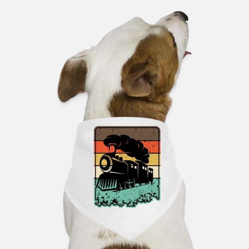 Retro-Zug - Hunde-Bandana - Weiß