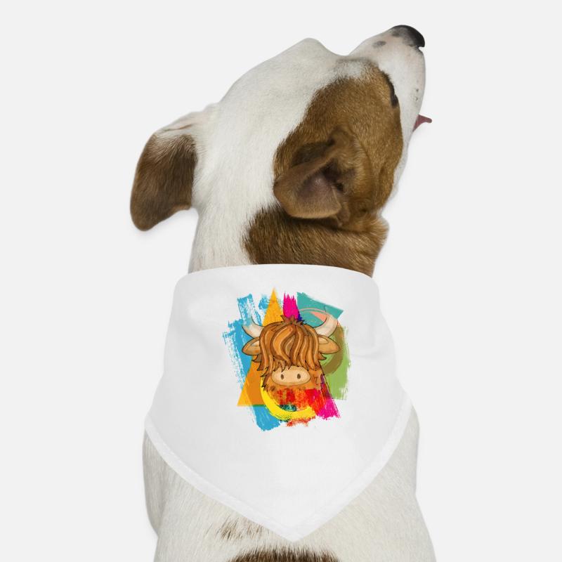 La vache des Highlands - Bandana pour chien - blanc
