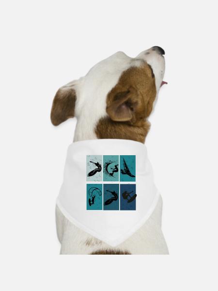 Kitesurf - idée cadeau kite - Bandana pour chien - blanc