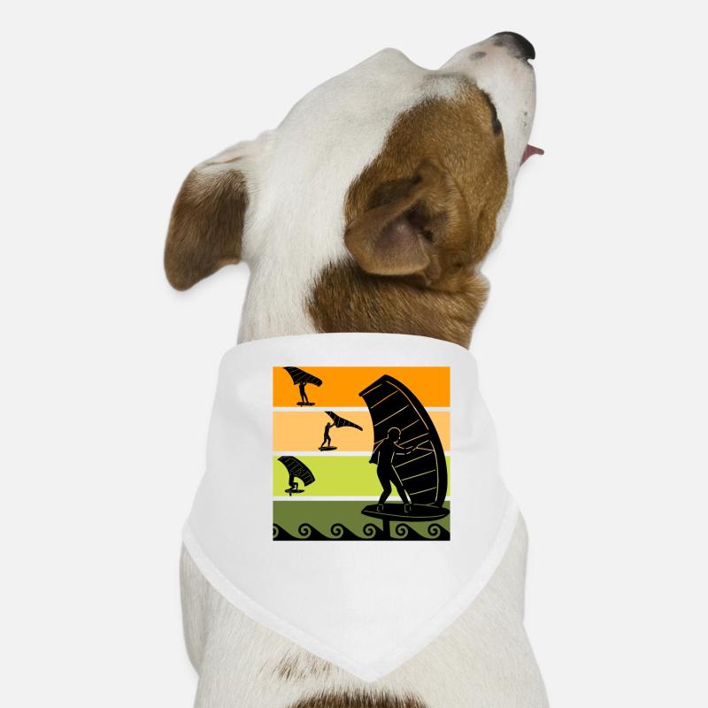 Retro Wing Foil Wing Surf Wingfoil - Bandana pour chien - blanc