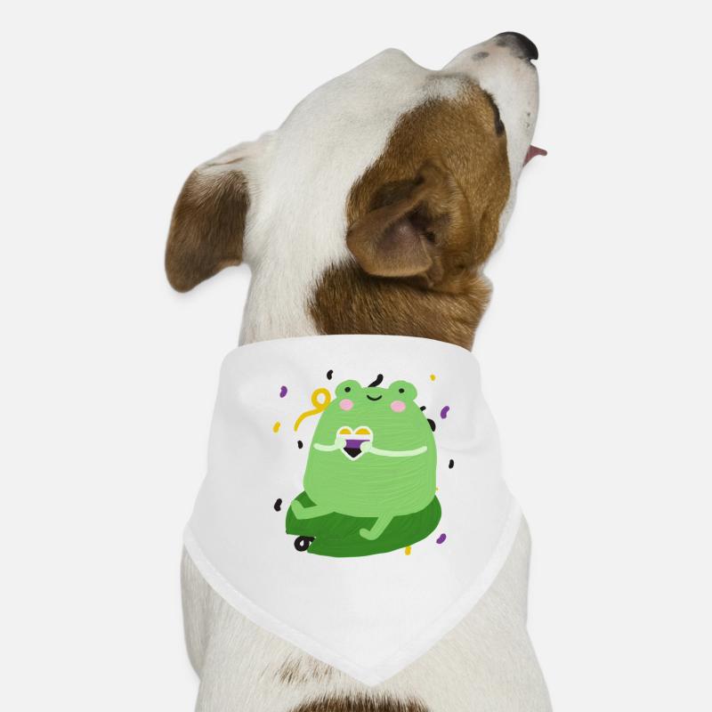 Sweet frog with non-binary pride flag colors Dog Bandana