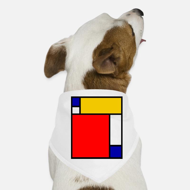 Mondrian 4 - Hunde-Bandana - Weiß