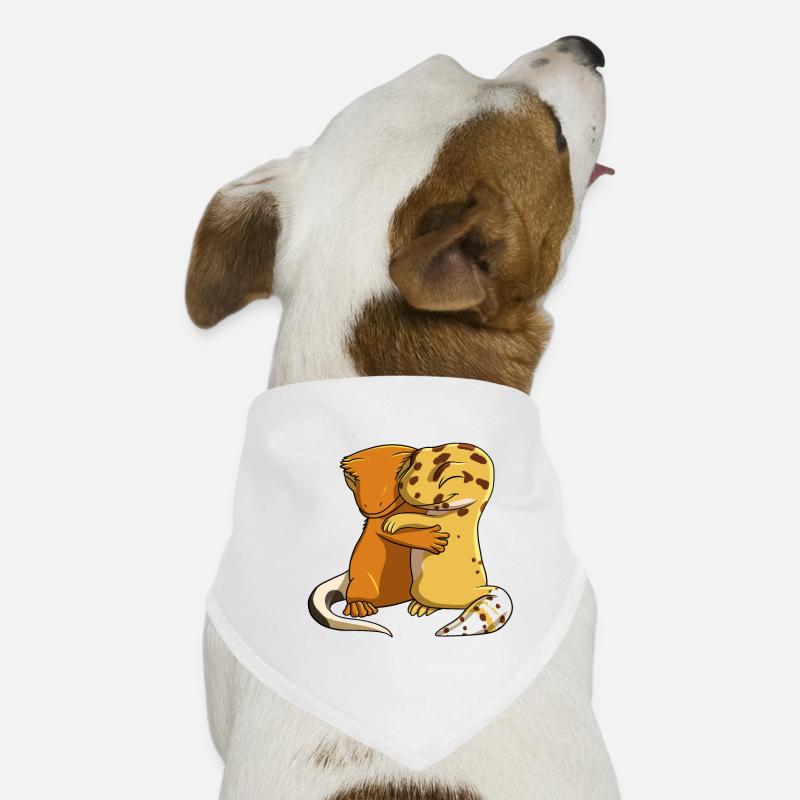 Leopardgecko umarmt Kronengecko - Hunde-Bandana - Weiß