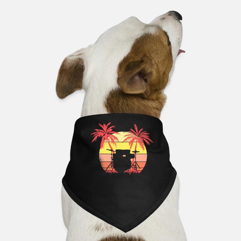 Schlagzeug Drumset Sommer Sonnenuntergang 80s Palm Hunde-Bandana