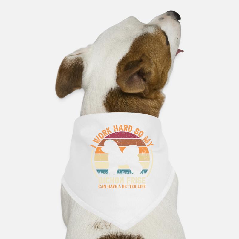 Work Hard Work - Retro Bichon Frise Dog Bandana