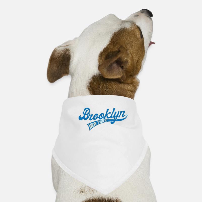 Hometown, Brooklyn, New York, Baseball Script, - Dog Bandana - white