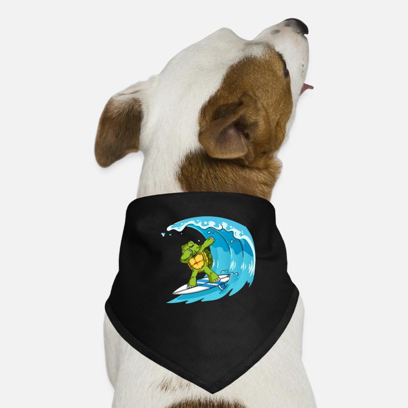 Surfing Turtle Cool Turtle Dabbing Surfing Hunde-Bandana