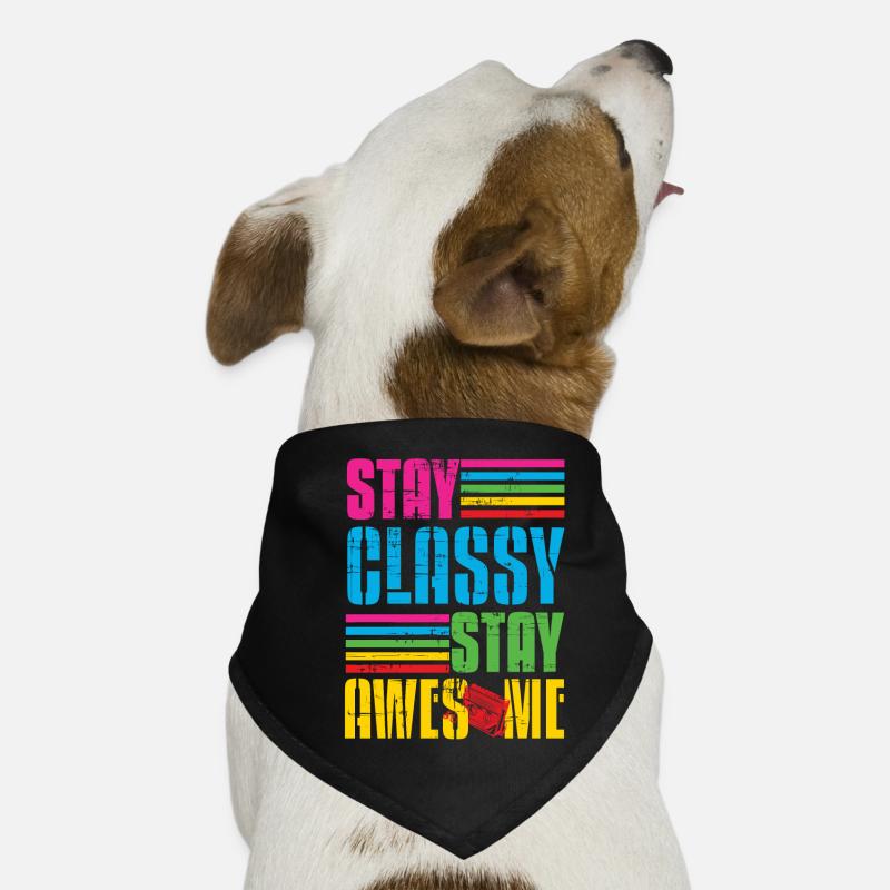 Classy Stay Aweome Retro Walkman Dog Bandana