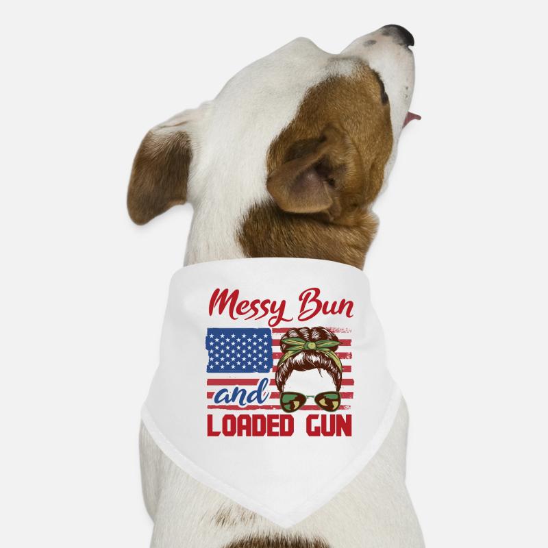 Messy Bun And Loaded Patriotic Dog Bandana