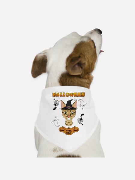 Savannah Cat Lover I Happy Halloween - Bandana til din hund - hvid