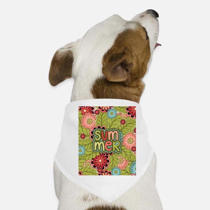Sommer, Muster, Blumenmuster, Sommermuster - Hunde-Bandana - Weiß