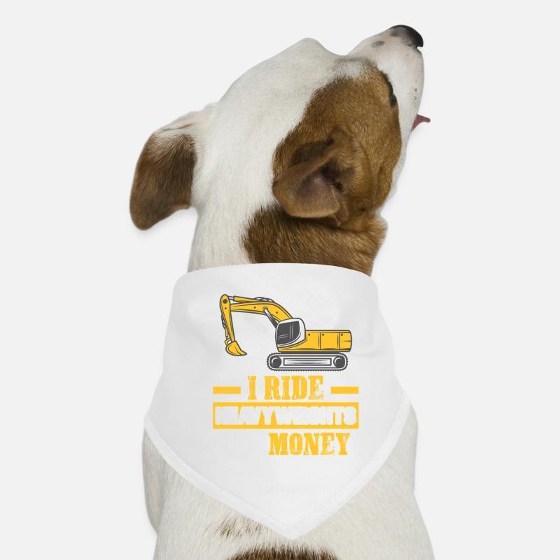 Construction Worker Excavator Job Crew Construction Site - Dog Bandana - white