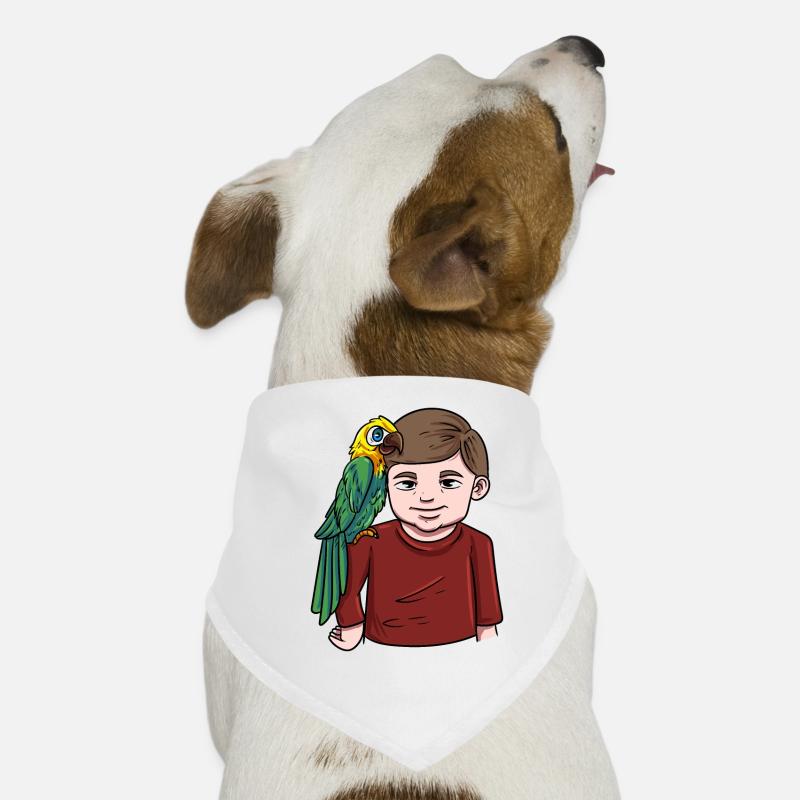 Junge mit Papagei - Hunde-Bandana - Weiß