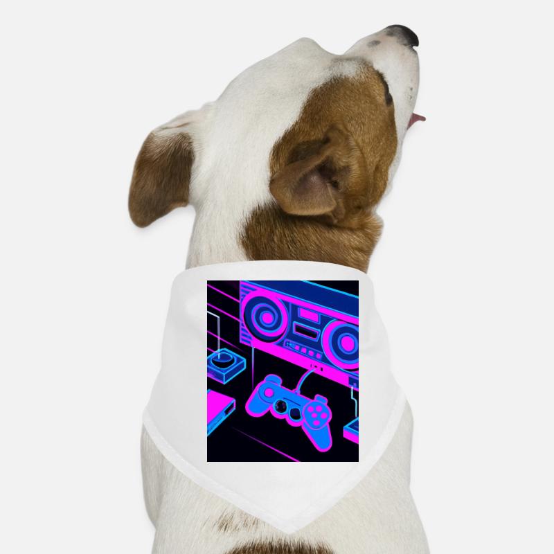 Vaporwave Aesthetic Gaming Konsole Controller - Hunde-Bandana - Weiß
