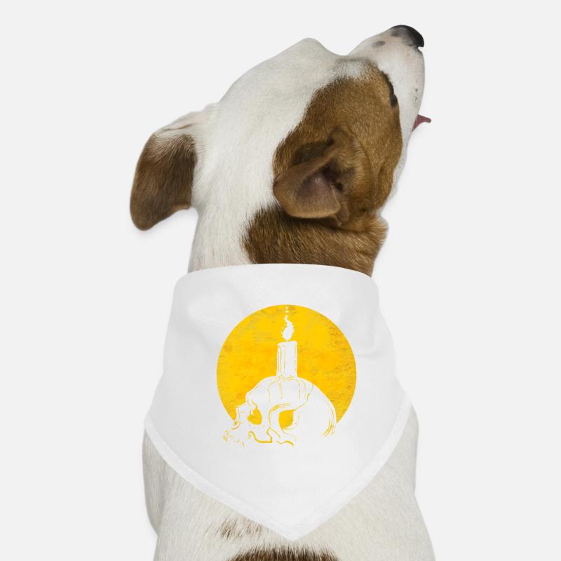 Bougie sur le crâne devant la lune Halloween Bandana pour chien