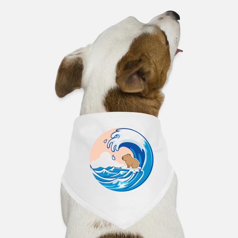 Vague Capybara Surf Rongeur Drôle d’Animal Lover - Bandana pour chien - blanc