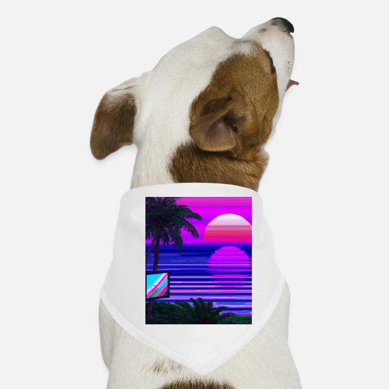 Vaporwave Sun Synthwave Sunset Palms Bandana pour chien